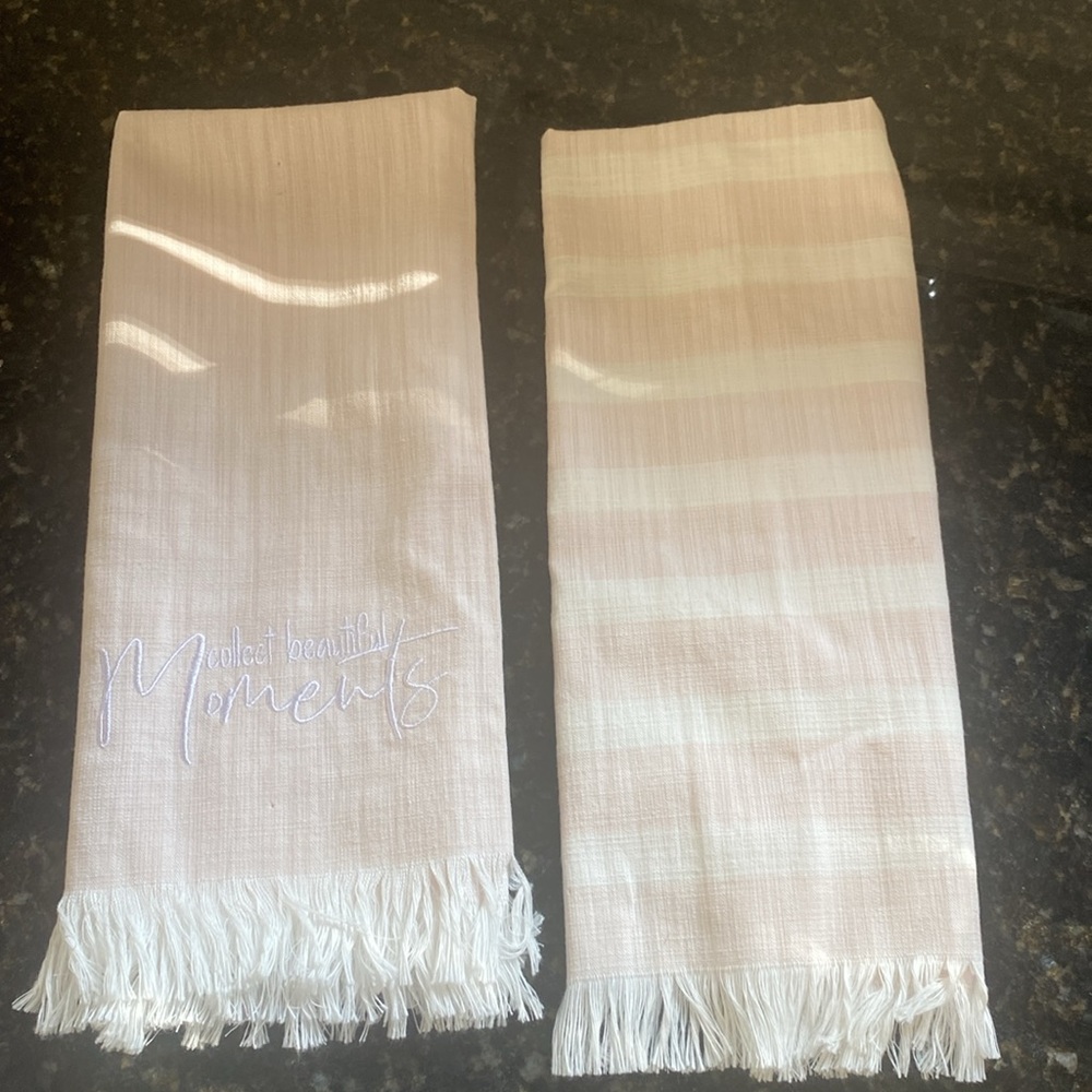 Kitchen Tea Towels Set of 2 “Collect Beautiful Moments”- Blush Pink